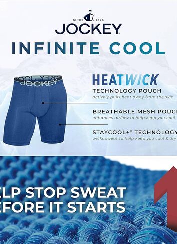 ملابس داخلية للرجال للرجال اللامتناهيين بارد الألياف الدقيقة 8 بوصة ملاكم طويل الساق - 3 حزمة in Kuwait