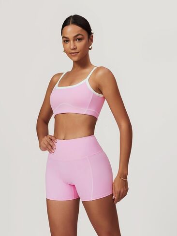 Workout Sets for Women 2 Piece Contrast Panel Sports Bra Tummy Control Butt lifting Shorts Jogger Outfits ﻿ in Saudi Arabia