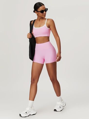 Workout Sets for Women 2 Piece Contrast Panel Sports Bra Tummy Control Butt lifting Shorts Jogger Outfits ﻿ in Saudi Arabia