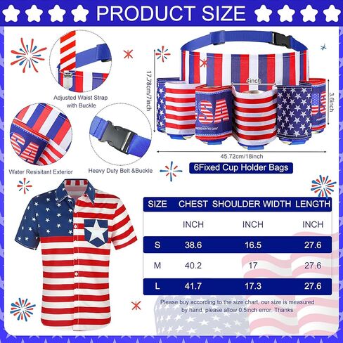 MEPASE MEN AMERICAN AMERICAN AMERICANT OPTIONS Fanny Fanny Pack Belt Belt Belt American Flag Shirt لإكسسوارات الرابعة يوليو للرجل (L) in Saudi Arabia