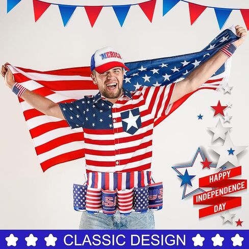 MEPASE MEN AMERICAN AMERICAN AMERICANT OPTIONS Fanny Fanny Pack Belt Belt Belt American Flag Shirt لإكسسوارات الرابعة يوليو للرجل (L) in Saudi Arabia