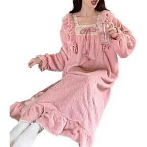 JSEIAJB Coral Velvet Long Pajamas for Women in Autumn and Winter, Thickened Pajamas for Home Wear(Medium) in Saudi Arabia