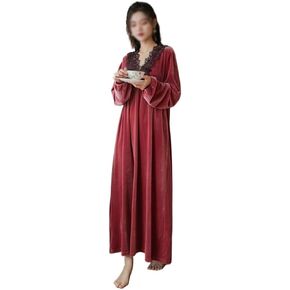 JSEIAJB Long Sleeved Plush Pajama Dress for Women in Winter, Warm Golden Velvet Pajamas, Oversized Home Wear(X-Large) in Saudi Arabia