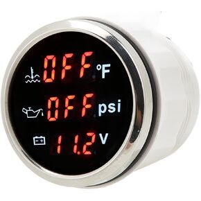 3 in 1 Design 52mm Digital Water Temperature Gauge, Voltage Oil Pressure, ABS Metal for RV, Yacht, Fishing Boat in Kuwait