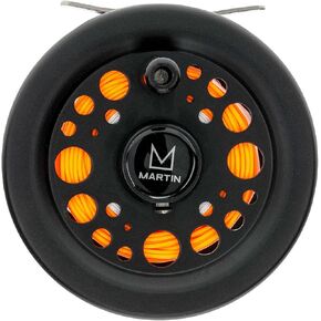 Martin Classic Rim Control Fly Fishing Reel, Metal Click Drag, Single Action, Aluminum Spool, Aluminum Frame, 7/8 Weight Line, Interchangeable Retrieve, Push-Button Release, Brown in Kuwait