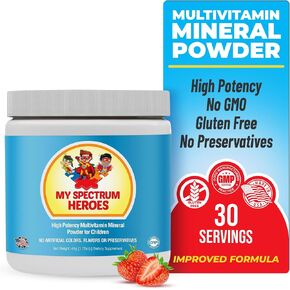 Kids Powder Multivitamin - Dissolvable Powder Supplement, Better Absorption, Non-GMO, Non-Gluten, No Artificial Ingredients - Neural Help for Children on The Spectrum - 122g(4.30oz) in Saudi Arabia