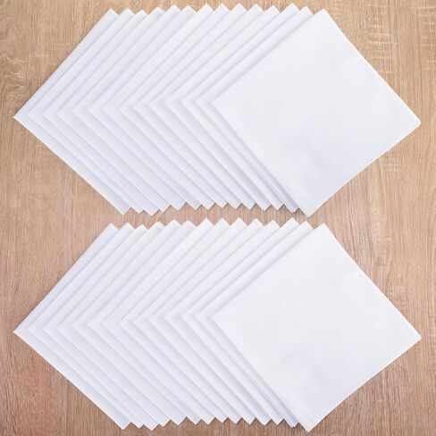 Leinuosen White Handkerchiefs Bulk Men's Handkerchiefs Cotton Classic Hankies Pocket Square Towel White for Tea Party in Saudi Arabia