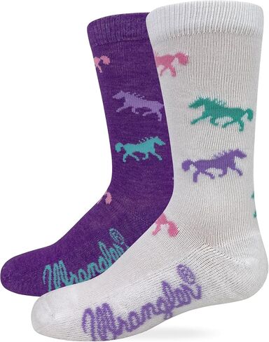 Wrangler Youth Girls Ultra Dri Horse Pattern Pattern Crew Socks 2 Pair Pack in Saudi Arabia