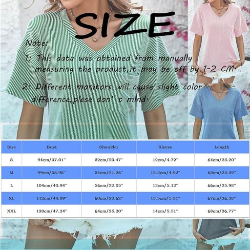 Women's Fashion Summer V Neck Color Block Pocket Short Sleeve Loose Pullover T Shirt Top Casual Women T Shirt in Saudi Arabia