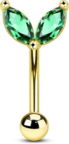 COCHARM Green CZ Rook Earrings, 16G Rook Eyebrow Jewelry, Stainless Steel Rook Eyebrow Piercing Jewelry,Vertical Labret Stud in Saudi Arabia