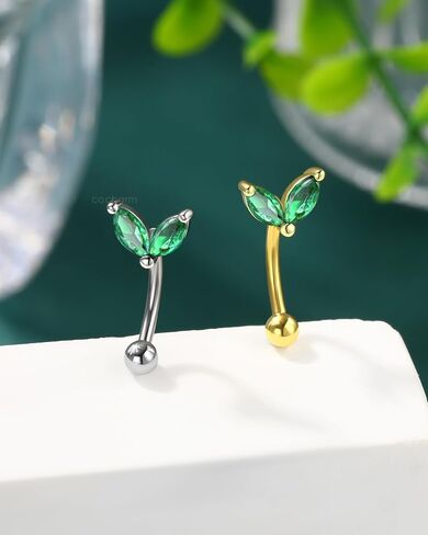 COCHARM Green CZ Rook Earrings, 16G Rook Eyebrow Jewelry, Stainless Steel Rook Eyebrow Piercing Jewelry,Vertical Labret Stud in Saudi Arabia