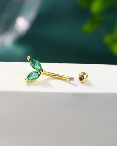 COCHARM Green CZ Rook Earrings, 16G Rook Eyebrow Jewelry, Stainless Steel Rook Eyebrow Piercing Jewelry,Vertical Labret Stud in Saudi Arabia