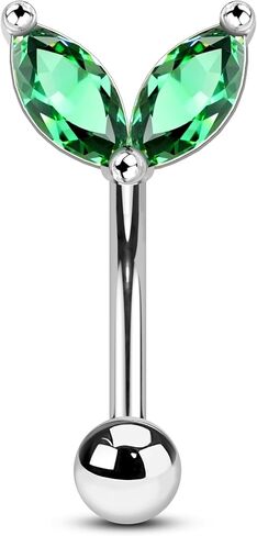 COCHARM Green CZ Rook Earrings, 16G Rook Eyebrow Jewelry, Stainless Steel Rook Eyebrow Piercing Jewelry,Vertical Labret Stud in Saudi Arabia