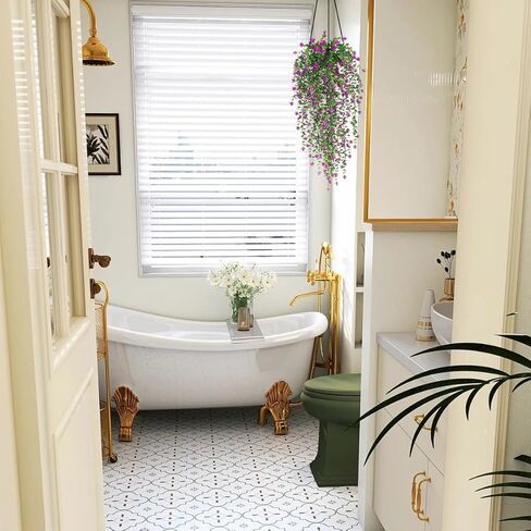 WEISPARK Artificial Hanging Flowers, 4pcs Fake Eucalyptus Vine Faux Flower Greenery Garland Plastic Plants for Indoor Outdoor Wall Garden Wedding Home Party Decor (Purple) in Kuwait