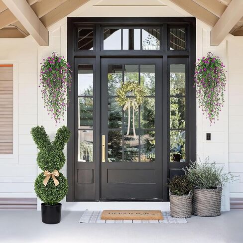 WEISPARK Artificial Hanging Flowers, 4pcs Fake Eucalyptus Vine Faux Flower Greenery Garland Plastic Plants for Indoor Outdoor Wall Garden Wedding Home Party Decor (Purple) in Kuwait