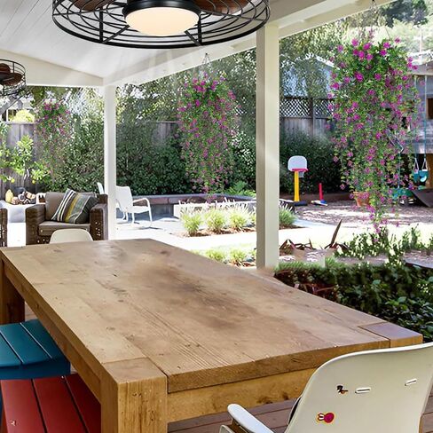 WEISPARK Artificial Hanging Flowers, 4pcs Fake Eucalyptus Vine Faux Flower Greenery Garland Plastic Plants for Indoor Outdoor Wall Garden Wedding Home Party Decor (Purple) in Kuwait