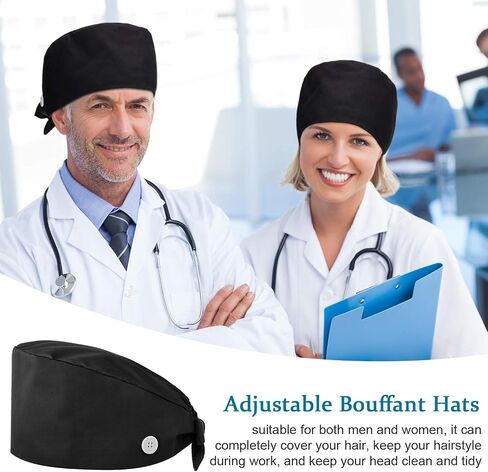 SATINIOR 4 Pieces Adjustable Bouffant Hats Button Sweatband Cap Tie Back Hats for Women Men in Saudi Arabia