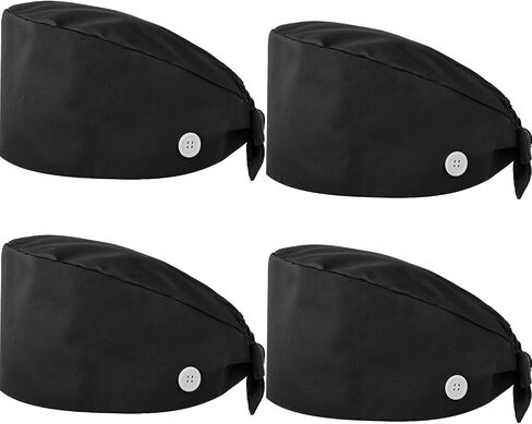SATINIOR 4 Pieces Adjustable Bouffant Hats Button Sweatband Cap Tie Back Hats for Women Men in Saudi Arabia