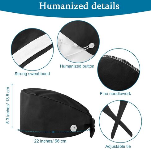 SATINIOR 4 Pieces Adjustable Bouffant Hats Button Sweatband Cap Tie Back Hats for Women Men in Saudi Arabia