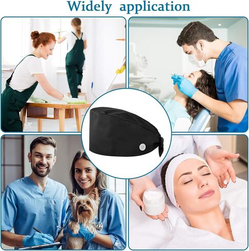 SATINIOR 4 Pieces Adjustable Bouffant Hats Button Sweatband Cap Tie Back Hats for Women Men in Saudi Arabia