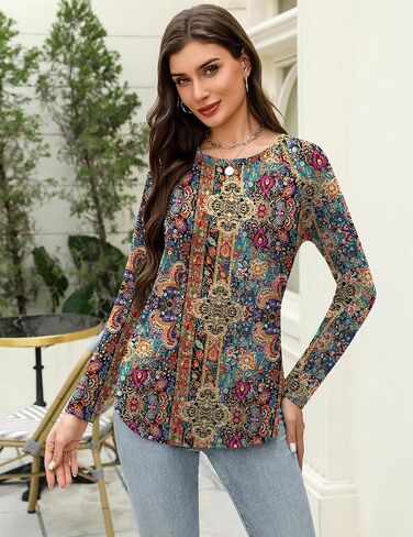 قمصان زجاجة طويلة الأكمام للنساء من طاقم الرقبة غير الرسمية أزياء الأزياء بلوزات سترة أساسية ملابس أنيقة in Saudi Arabia