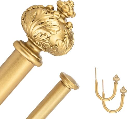 1" Double Curtain Rod with Albert Finials and holdbacks (Gold, 84''-120'') in Saudi Arabia