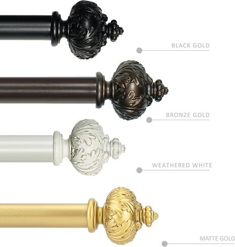 1" Double Curtain Rod with Albert Finials and holdbacks (Gold, 84''-120'') in Saudi Arabia