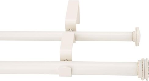 5/8 "قضيب الستار المزدوج مع نهائيات Nerveux ، Weathered White ، 48 ''-84 '' ' in Kuwait