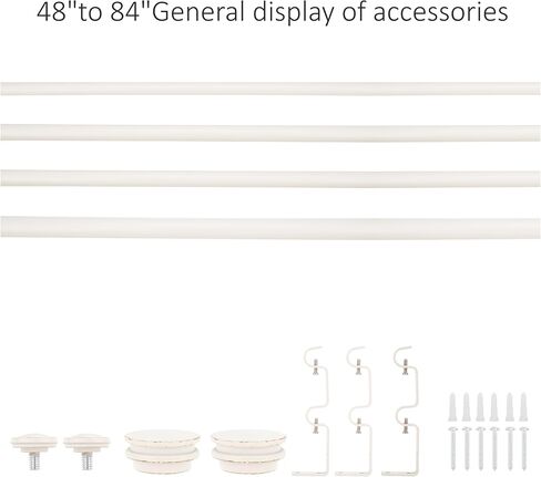 5/8 "قضيب الستار المزدوج مع نهائيات Nerveux ، Weathered White ، 48 ''-84 '' ' in Kuwait