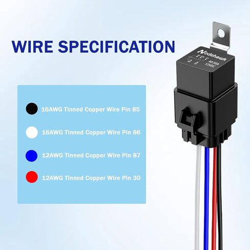 4 دبوس ترحيل 40/3EMAMP 12V DC مرحلين للسيارات مرحلة مضادة للماء مع تسخير الأسلاك النحاسية 12 AWG THEAGHT ، 5 عبوات in Kuwait