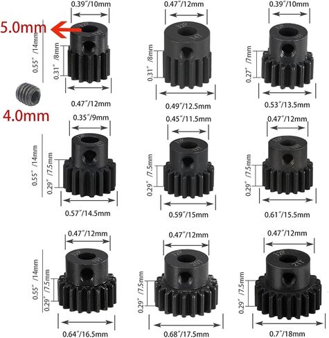 32P 5MM 13T 14T 15T 16T 17T 18T 19T 20T 21T Black Handened Steel Metal Pinion Gear for 1/10 RC CAR (23T) in Kuwait