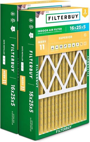 Filterbuy 20x20x5 Air Filter MERV 11 Allergen Defense (2-Pack), Pleated HVAC AC Furnace Air Filters Replacement for Honeywell Return Grille FC40R1003 (Actual Size: 18.38 x 18.38 x 3.69 Inches) in Kuwait