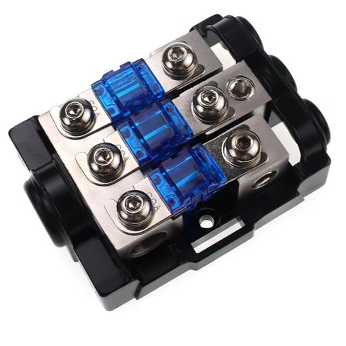 1 pcs 0 Gauge AWG in-Line MANL Fuse Holder, Inline Fuse Block with 60 Amp MANL Fuse for Car Audio Amplifier Black Base (0GA in 3x4GA Out) 3 Way in Kuwait