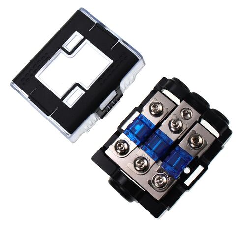 1 pcs 0 Gauge AWG in-Line MANL Fuse Holder, Inline Fuse Block with 60 Amp MANL Fuse for Car Audio Amplifier Black Base (0GA in 3x4GA Out) 3 Way in Kuwait