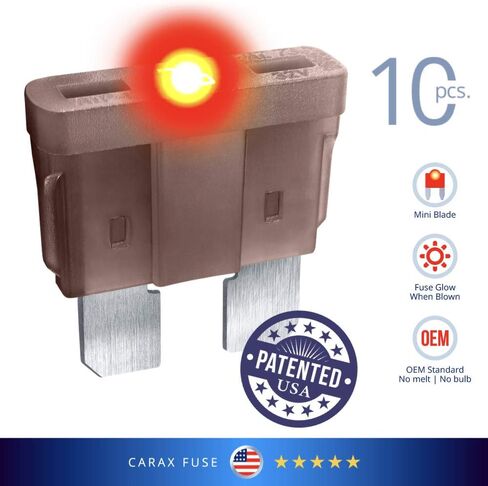 CARAX Glow Fuse – Premium Fuse Standard/Regular Blade ATC/ATO/ATS – 7.5A Kit 10 pcs – Glow When Blown LED Automotive Fuse – Smart Auto Glow Fuse Easy Identification – 10 pcs. in Kuwait