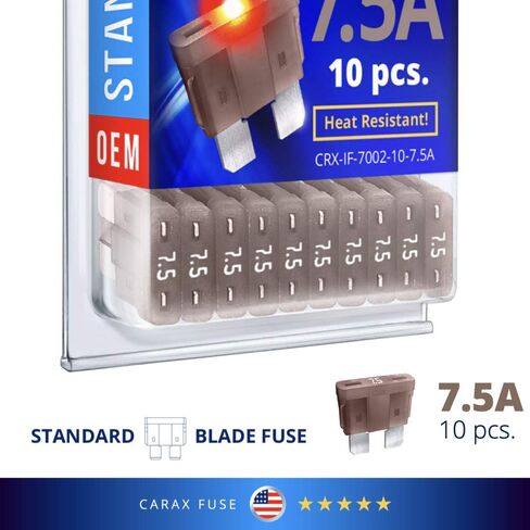 CARAX Glow Fuse – Premium Fuse Standard/Regular Blade ATC/ATO/ATS – 7.5A Kit 10 pcs – Glow When Blown LED Automotive Fuse – Smart Auto Glow Fuse Easy Identification – 10 pcs. in Kuwait