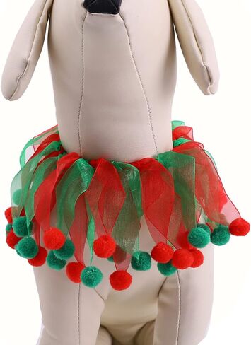 2PCS Dog Cat Christmas Costume Christmas Collar and Elf Headband Christmas Red and Green Collar Costume for Puppy Kitty Christmas Pet party Dress Xmas Set Clothes (B) in Saudi Arabia