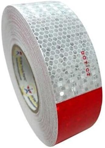 [ALL STAR TRUCK PARTS] شريط واضح DOT-C2 مقطورة شاحنة عاكسة للضوء باللون الأحمر والأبيض (3 بوصات × 50 قدمًا) in Kuwait