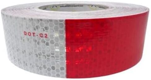 [ALL STAR TRUCK PARTS] شريط واضح DOT-C2 مقطورة شاحنة عاكسة للضوء باللون الأحمر والأبيض (3 بوصات × 50 قدمًا) in Kuwait