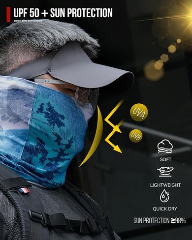 Neck Gaiter and Arm Sleeves Set, UPF 50+ Breathable Face Mask and Cooling Compression Sleeves in Kuwait