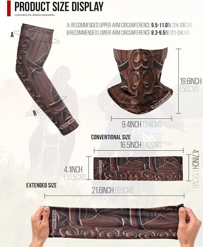 Neck Gaiter and Arm Sleeves Set, UPF 50+ Breathable Face Mask and Cooling Compression Sleeves in Kuwait