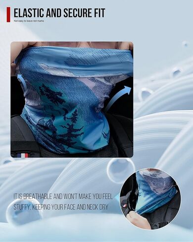 Neck Gaiter and Arm Sleeves Set, UPF 50+ Breathable Face Mask and Cooling Compression Sleeves in Kuwait