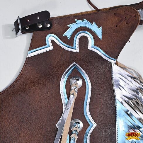 Hilason Bull Riding Pro Rodeo Chaps Brown Smooth Leather Bronc Show adult | للرجال والنساء الغربيين للجنسين in Saudi Arabia