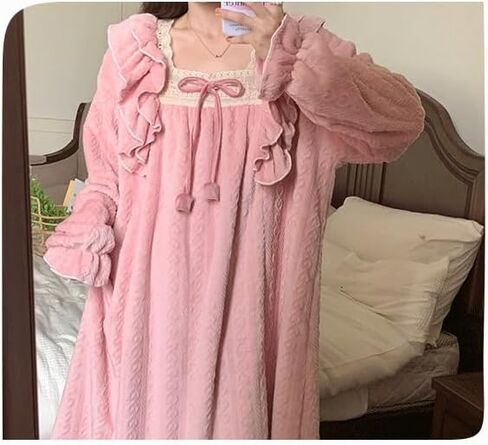 JSEIAJB Coral Velvet Long Pajamas for Women in Autumn and Winter, Thickened Pajamas for Home Wear(Medium) in Saudi Arabia