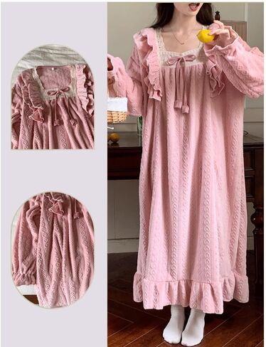 JSEIAJB Coral Velvet Long Pajamas for Women in Autumn and Winter, Thickened Pajamas for Home Wear(Medium) in Saudi Arabia