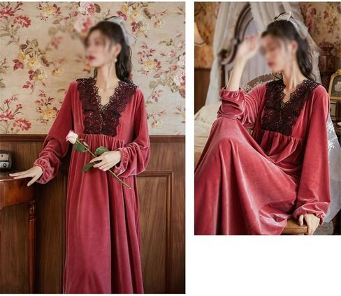 JSEIAJB Long Sleeved Plush Pajama Dress for Women in Winter, Warm Golden Velvet Pajamas, Oversized Home Wear(X-Large) in Saudi Arabia