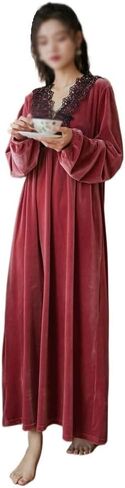 JSEIAJB Long Sleeved Plush Pajama Dress for Women in Winter, Warm Golden Velvet Pajamas, Oversized Home Wear(X-Large) in Saudi Arabia