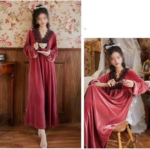 JSEIAJB Long Sleeved Plush Pajama Dress for Women in Winter, Warm Golden Velvet Pajamas, Oversized Home Wear(X-Large) in Saudi Arabia