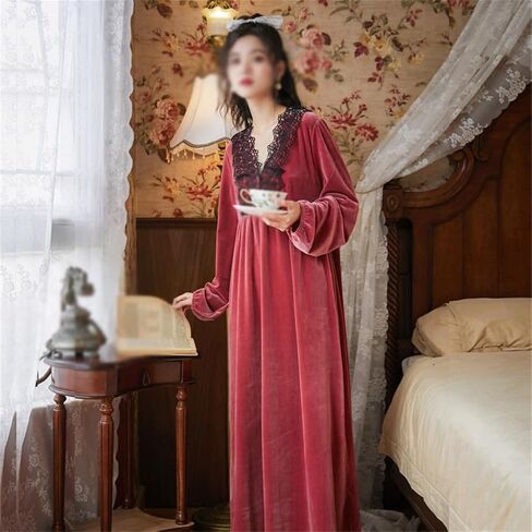 JSEIAJB Long Sleeved Plush Pajama Dress for Women in Winter, Warm Golden Velvet Pajamas, Oversized Home Wear(X-Large) in Saudi Arabia