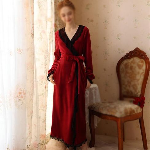 JSEIAJB Long Sleeved Long Flannel Pajamas Autumn and Winter Pajamas Coral Velvet Retro(X-Large) in Saudi Arabia